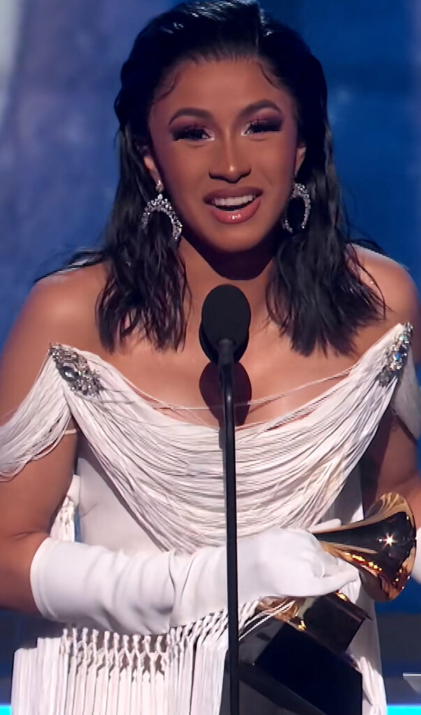 Cardi B emotional Grammy speech on stage