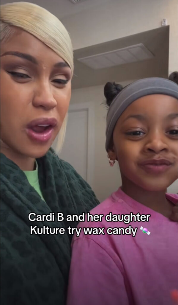 Cardi B sharing a fun family moment outdoors