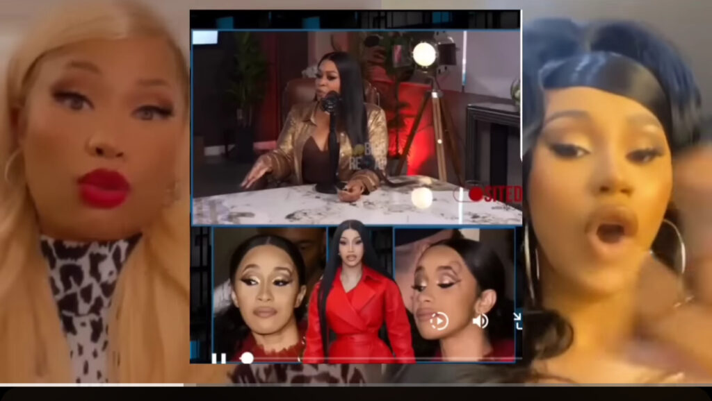 Rah Ali, Nicki Minaj, and Cardi B shown in viral collage reflecting NYFW fight aftermath